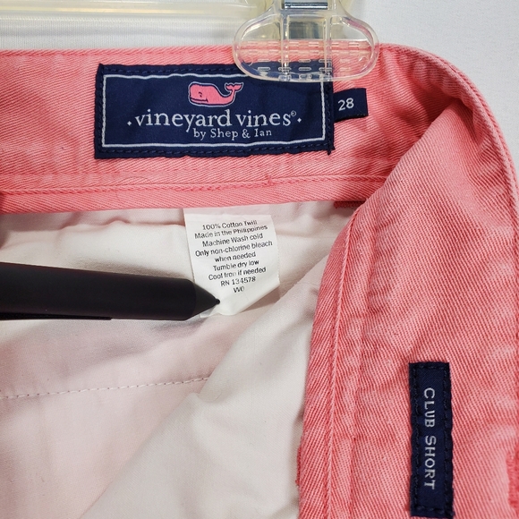 Vineyard Vines Men's Pink Club Shorts 100% Cotton Chino Flat Front Size 28 - Picture 6 of 14